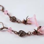 Pink And Antiqued Brass Fl..