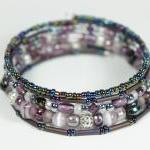 Purple Beaded Memory Wire ..